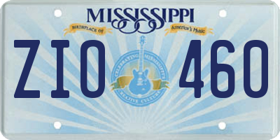 MS license plate ZIO460