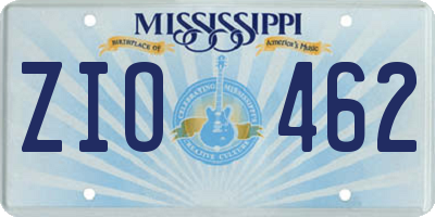 MS license plate ZIO462