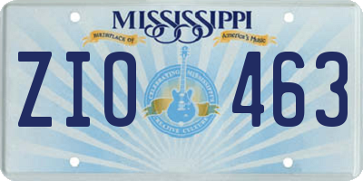 MS license plate ZIO463
