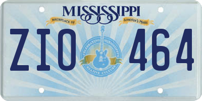 MS license plate ZIO464