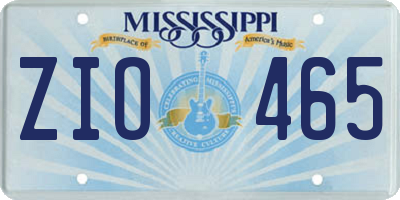MS license plate ZIO465