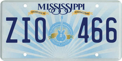 MS license plate ZIO466