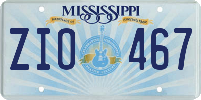 MS license plate ZIO467
