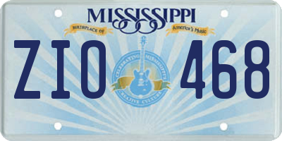 MS license plate ZIO468