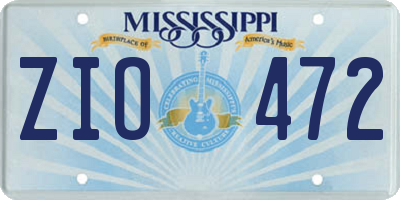 MS license plate ZIO472