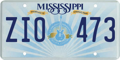 MS license plate ZIO473