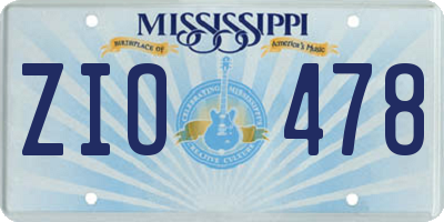 MS license plate ZIO478