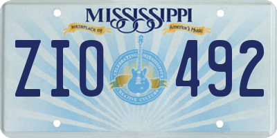 MS license plate ZIO492