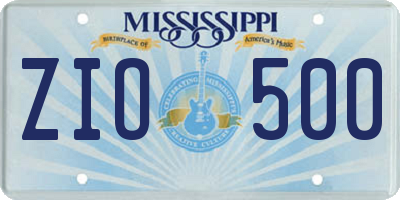 MS license plate ZIO500