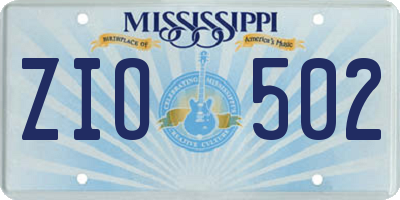 MS license plate ZIO502