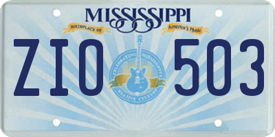 MS license plate ZIO503