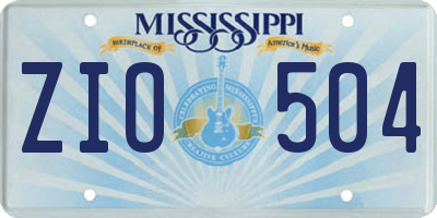 MS license plate ZIO504
