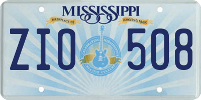 MS license plate ZIO508
