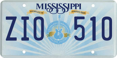 MS license plate ZIO510