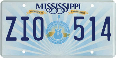 MS license plate ZIO514