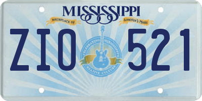 MS license plate ZIO521