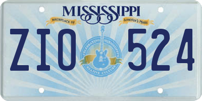 MS license plate ZIO524