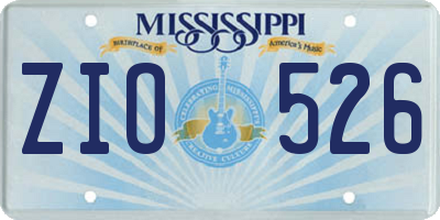 MS license plate ZIO526