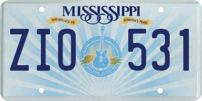MS license plate ZIO531