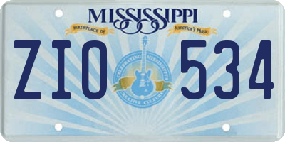 MS license plate ZIO534