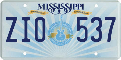 MS license plate ZIO537