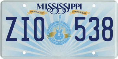 MS license plate ZIO538
