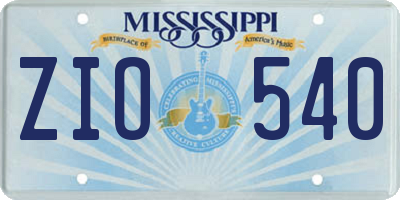 MS license plate ZIO540