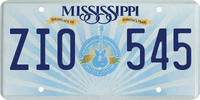 MS license plate ZIO545
