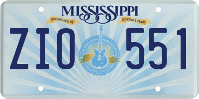MS license plate ZIO551