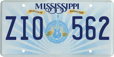MS license plate ZIO562