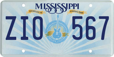 MS license plate ZIO567