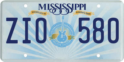 MS license plate ZIO580
