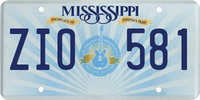 MS license plate ZIO581