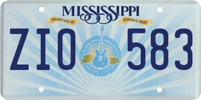 MS license plate ZIO583