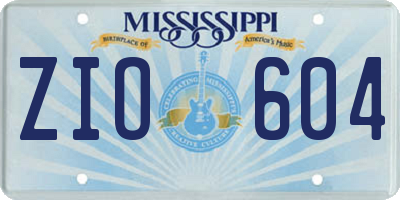 MS license plate ZIO604