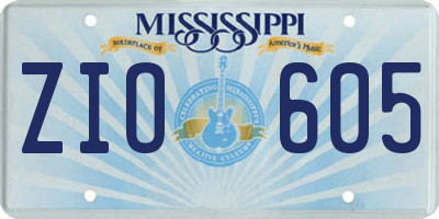 MS license plate ZIO605