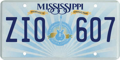 MS license plate ZIO607