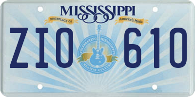 MS license plate ZIO610
