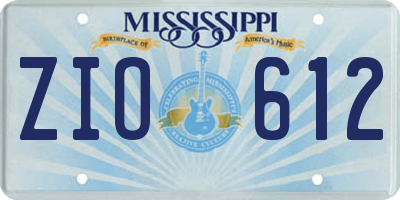MS license plate ZIO612