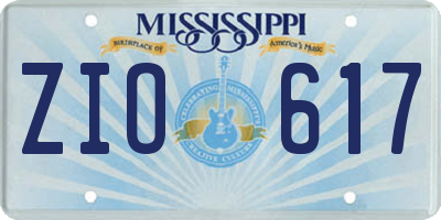MS license plate ZIO617