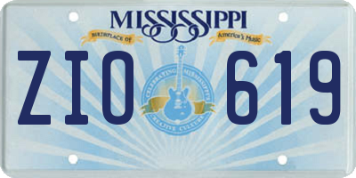 MS license plate ZIO619