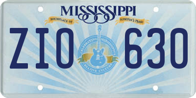 MS license plate ZIO630