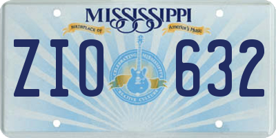 MS license plate ZIO632