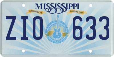 MS license plate ZIO633