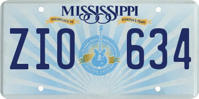 MS license plate ZIO634