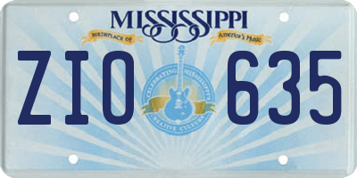 MS license plate ZIO635