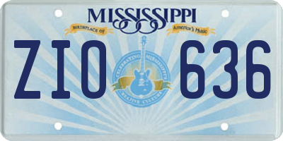 MS license plate ZIO636