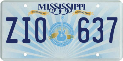 MS license plate ZIO637