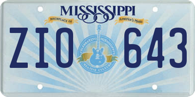 MS license plate ZIO643