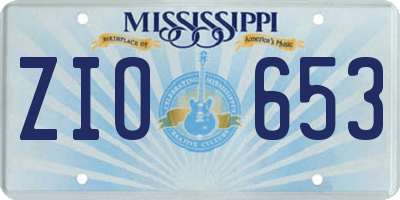 MS license plate ZIO653